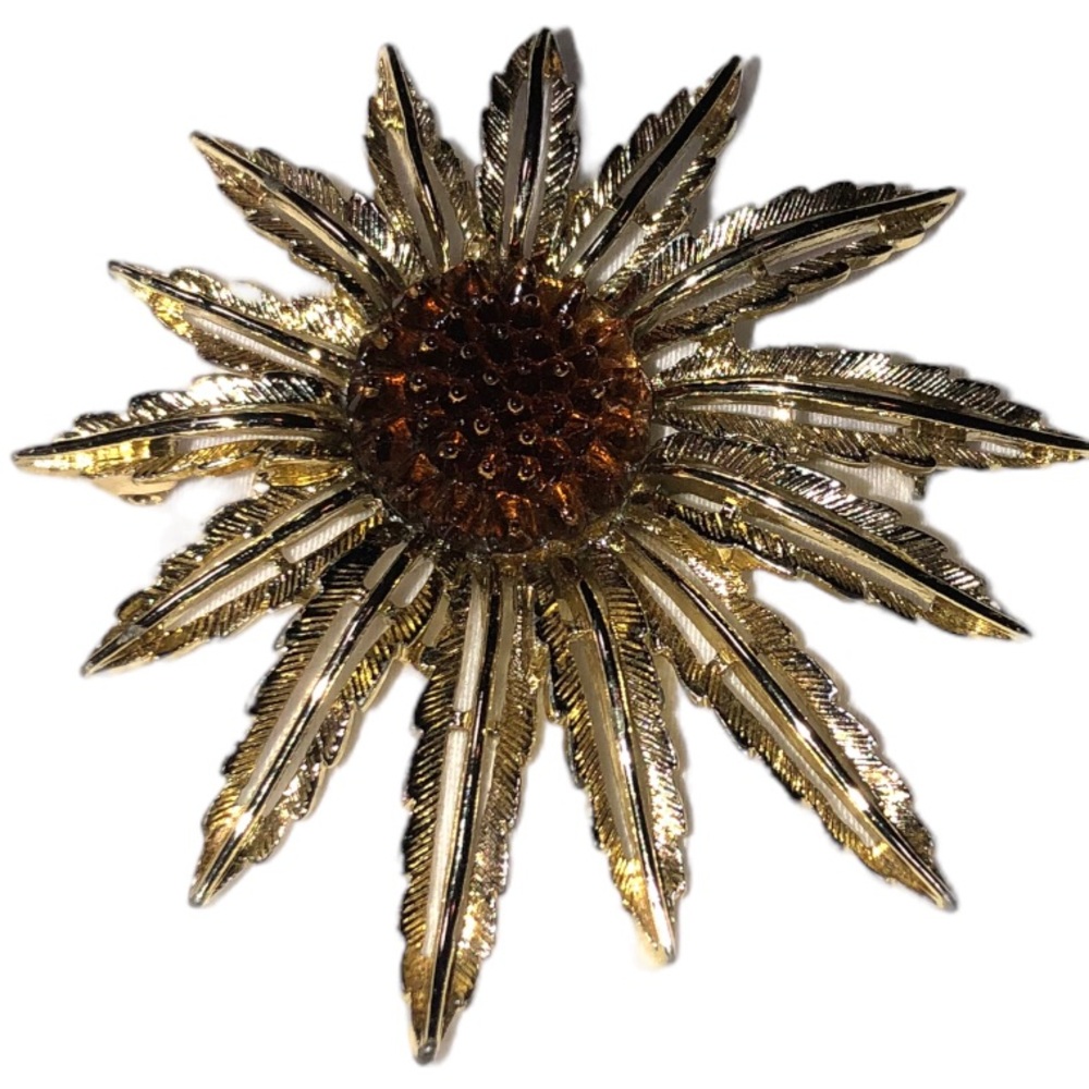 SARAH COVENTRY - Vintage Starburst Brooch Pin and Clip‎ Earrings Set - Sunflower - Picture 3 of 8
